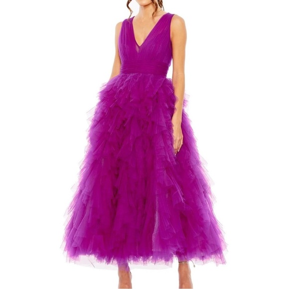 Mac Duggal Ruffled Tulle Gown  #20411 Size 6 NWT - Picture 1 of 14